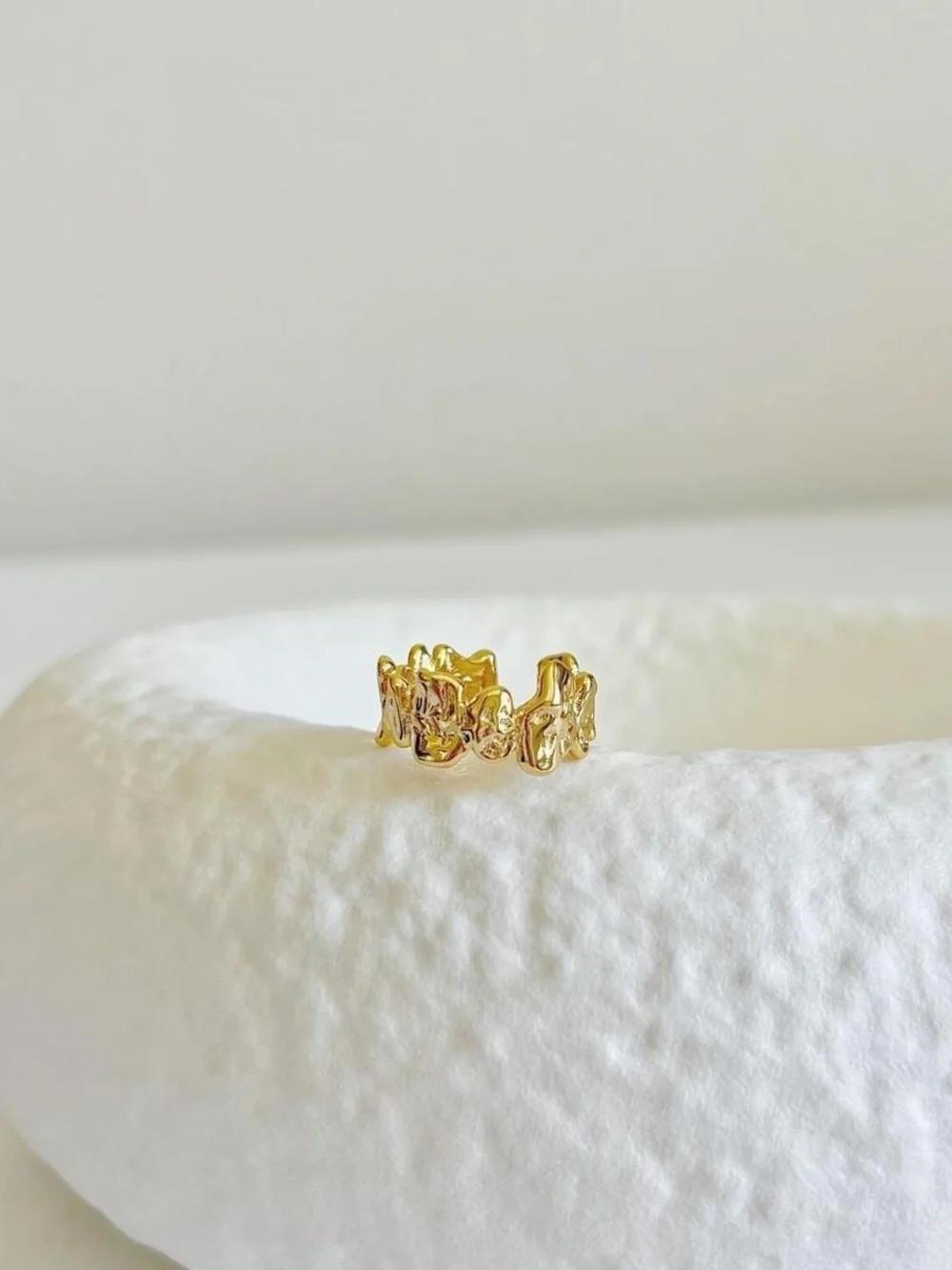 Scalloped Organic Gold Open Band Ring